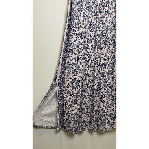 J Jill MP Island Breeze Blush Pink Blue Floral Maxi Dress Fairy Sleeveless Bloom - Picture 7 of 11